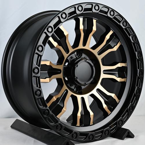 Anzoo FBX087-7 9.0x17/5x139.7 D110.1 ET-12 Matt Black Machined Face+Bronze