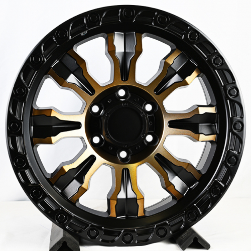 Anzoo FBX087-7 9.0x17/5x139.7 D110.1 ET-12 Matt Black Machined Face+Bronze