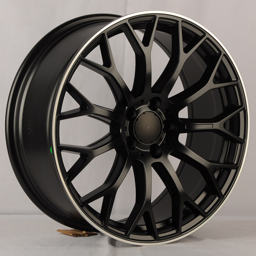 Powcan YS1180 9.0x19/5x112 D66.6 ET48 Black Matt with Lip Polish (задняя ось)