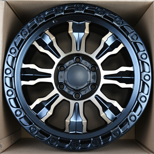 Anzoo FBX087-7 9.0x17/5x139.7 D110.1 ET-12 Matt Black Machined Face+Bronze