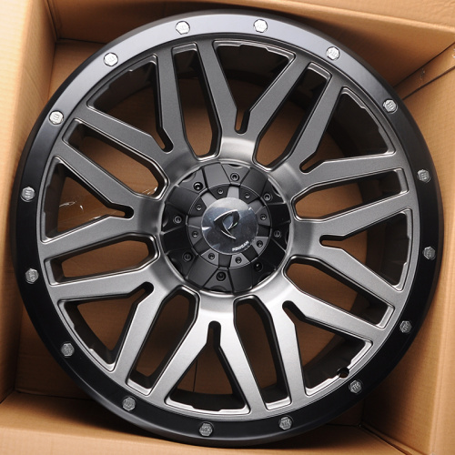 Powcan Y5369 8.0x17/5x127 D77.8 ET15 Matt Grey with Matt Black Lip