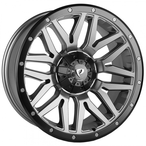 Powcan Y5369 8.0x17/5x127 D77.8 ET15 Matt Grey with Matt Black Lip