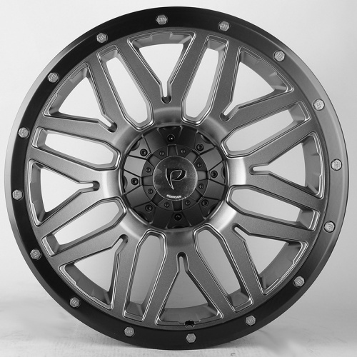 Powcan Y5369 8.0x17/5x127 D77.8 ET15 Matt Grey with Matt Black Lip