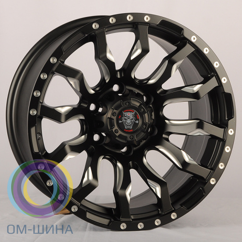 Anzoo AS8124-7 9.0x17/6x139.7 D110.1 ET0 Matt Black+Milling Spoke+Milling rivets