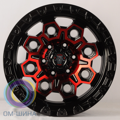 Anzoo JT178-8 9.0x18/6x139.7 D110.1 ET0 Gloss Black MF+Red Coating
