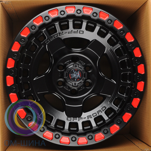 Anzoo JT170-7 9.0x17/6x139,7 D110.1 ET0 Matt black+red line