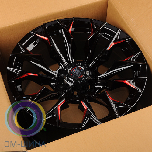 Anzoo JT227-20 9.0x20/6x139.7 D110.1 ET0 Gloss Black+Milling window+red coating