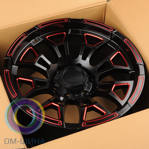 Anzoo AZF088-8 9.0x18/6x139.7 D110.1 ET0 Matt Black Machine Face+Red