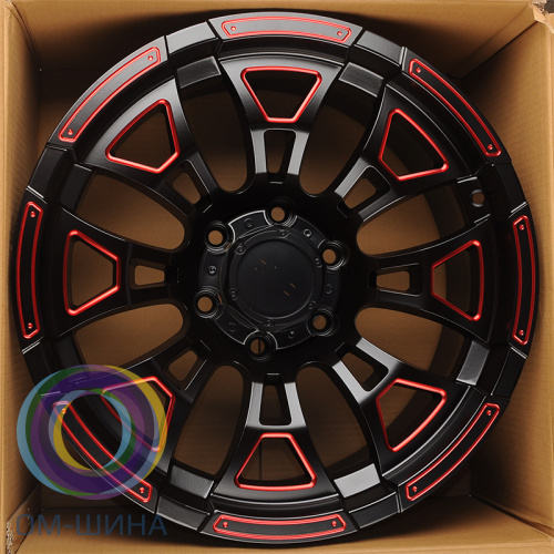 Anzoo AZF088-8 9.0x18/6x139.7 D110.1 ET0 Matt Black Machine Face+Red