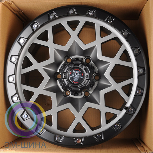 Anzoo JT245-7 9.0x17/6x114,3 D66.1 ET0 Matt Gunmetal+Matt Black Lip+Silver Rivets