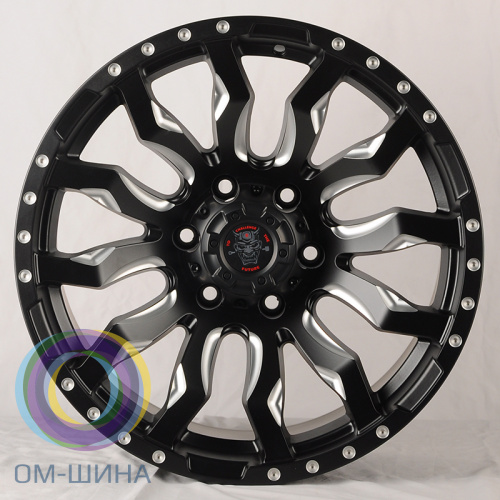 Anzoo AS8124-8 9.0x18/6x139.7 D110.1 ET0 Matt Black+Milling Spokes+Milling rivets