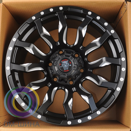 Anzoo AS8124-7 9.0x17/6x139.7 D110.1 ET0 Matt Black+Milling Spoke+Milling rivets