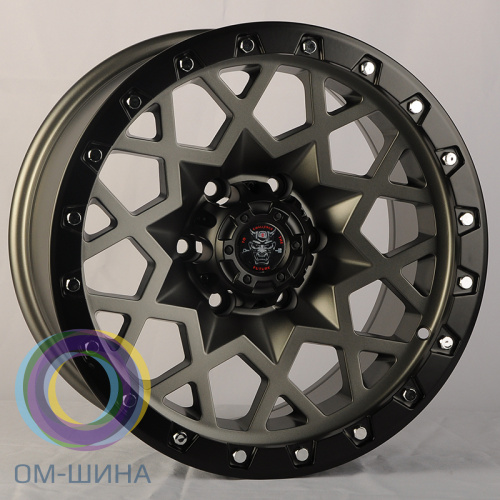 Anzoo JT245-7 9.0x17/6x114,3 D66.1 ET0 Matt Gunmetal+Matt Black Lip+Silver Rivets
