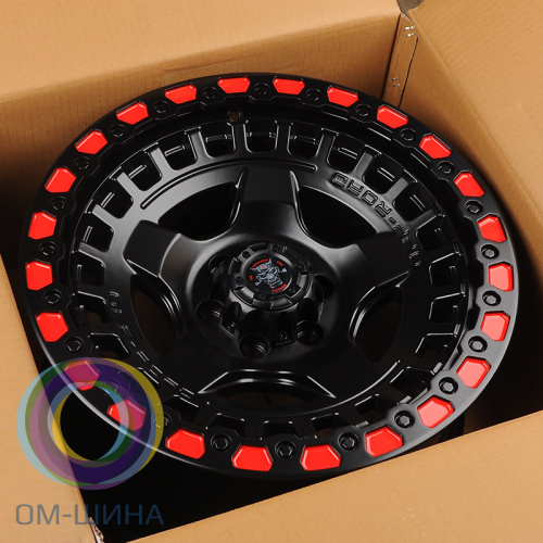 Anzoo JT170-7 9.0x17/6x139,7 D110.1 ET0 Matt black+red line