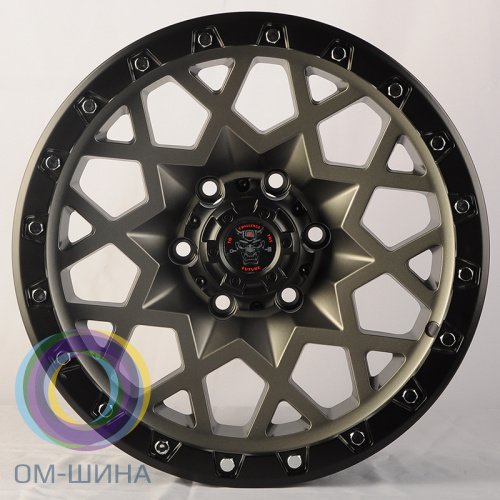 Anzoo JT245-7 9.0x17/6x114,3 D66.1 ET0 Matt Gunmetal+Matt Black Lip+Silver Rivets