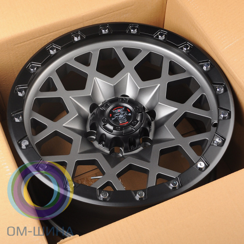 Anzoo JT245-7 9.0x17/6x114,3 D66.1 ET0 Matt Gunmetal+Matt Black Lip+Silver Rivets