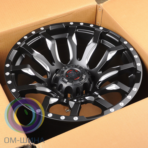 Anzoo AS8124-7 9.0x17/6x139.7 D110.1 ET0 Matt Black+Milling Spoke+Milling rivets