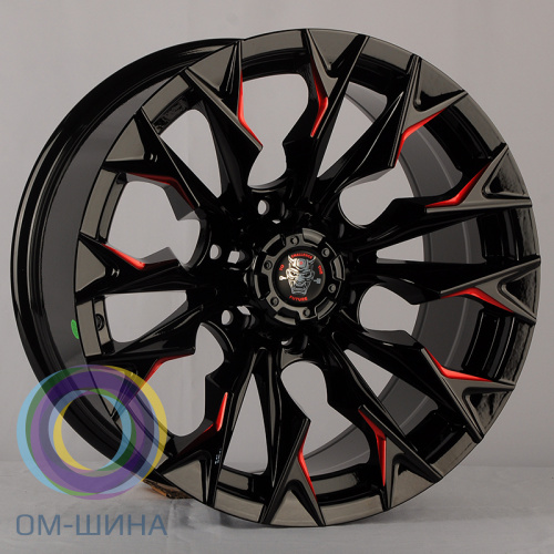Anzoo JT227-20 9.0x20/6x139.7 D110.1 ET0 Gloss Black+Milling window+red coating