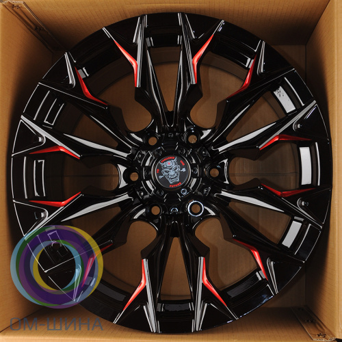 Anzoo JT227-20 9.0x20/6x139.7 D110.1 ET0 Gloss Black+Milling window+red coating