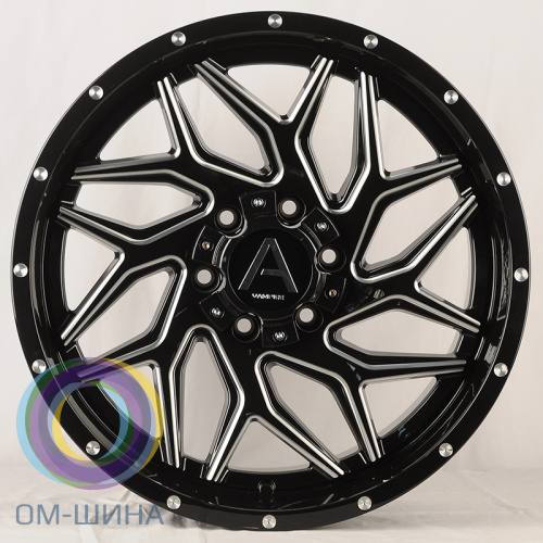 Anzoo AA020 9.0x20/6x139.7 D106.1 ET0 Gloss Black+Milling spokes+milling rivets