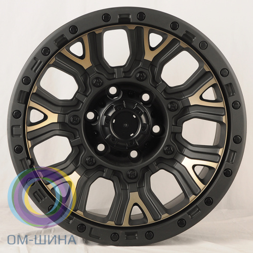 Anzoo 1744 9.0x17/6x139.7 D110 ET0 Matt Black Machined Face+Bronze