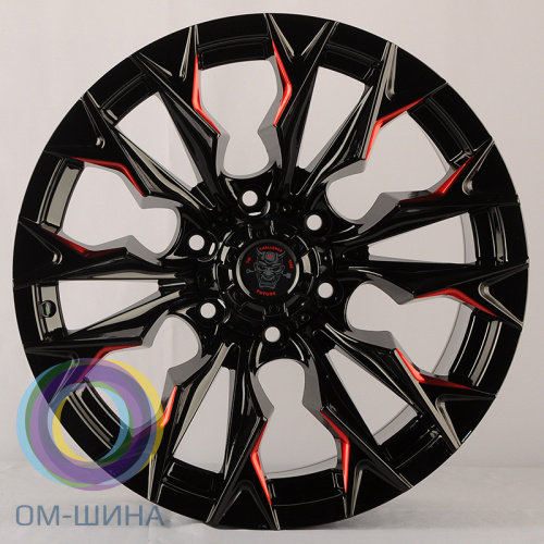 Anzoo JT227-20 9.0x20/6x139.7 D110.1 ET0 Gloss Black+Milling window+red coating