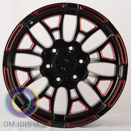 Anzoo AZF088-8 9.0x18/6x139.7 D110.1 ET0 Matt Black Machine Face+Red