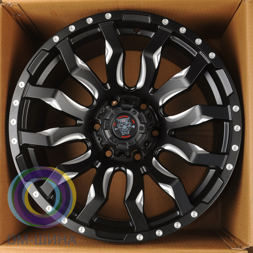 Anzoo AS8124-8 9.0x18/6x139.7 D110.1 ET0 Matt Black+Milling Spokes+Milling rivets