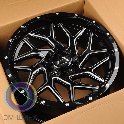 Anzoo AA020 9.0x20/6x139.7 D106.1 ET0 Gloss Black+Milling spokes+milling rivets