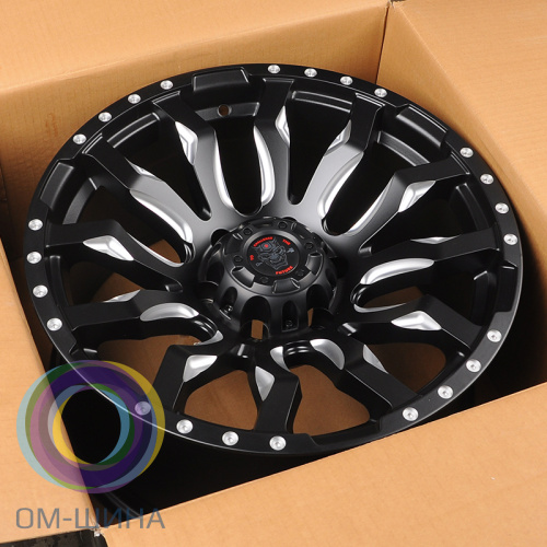 Anzoo AS8124-8 9.0x18/6x139.7 D110.1 ET0 Matt Black+Milling Spokes+Milling rivets